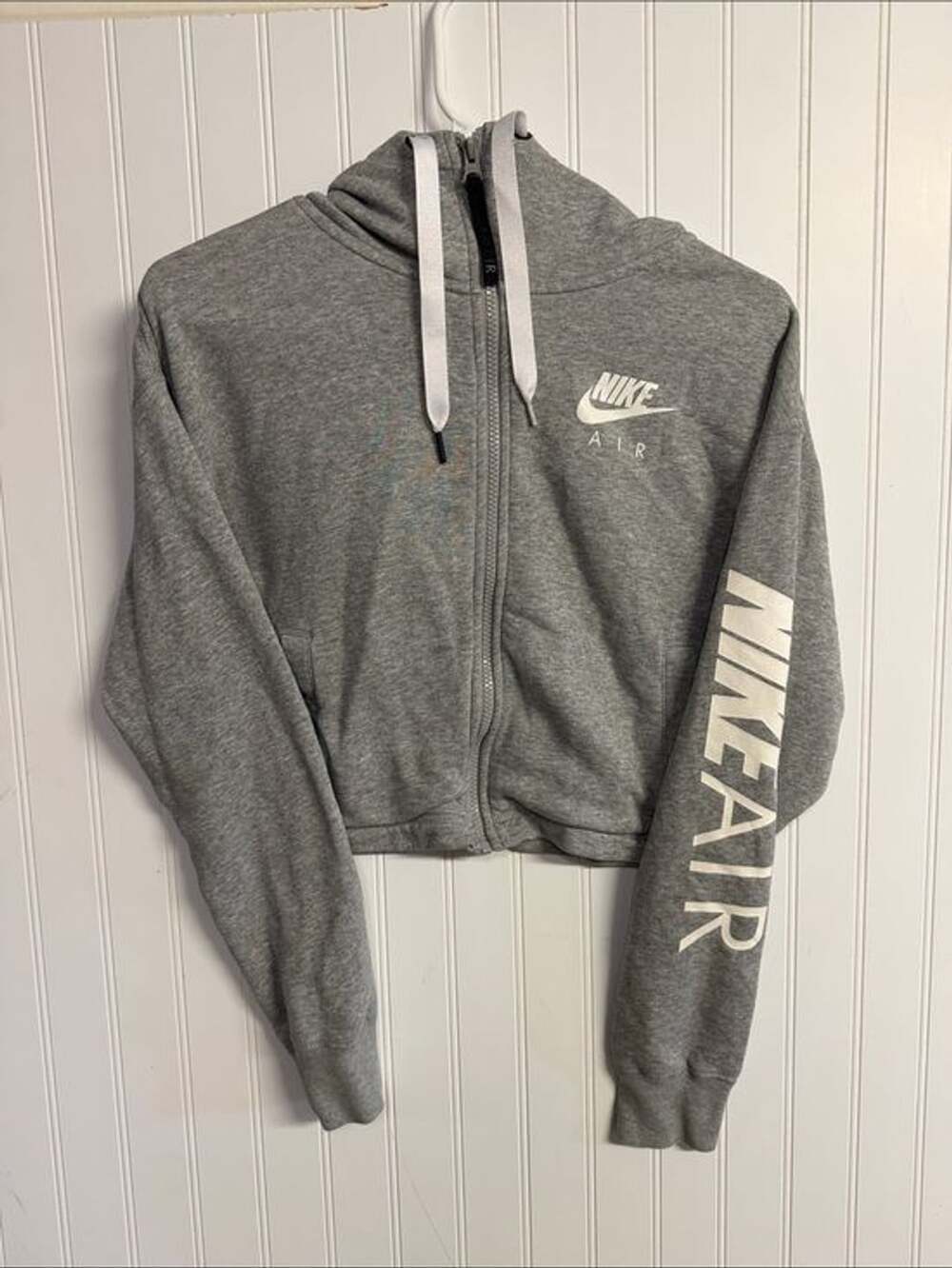 Nike Gray Cropped Zip-Up Hoodie Jacket